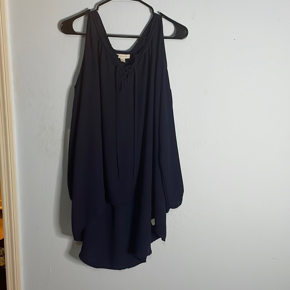 Vintage high low long sleeve with cold shoulder
